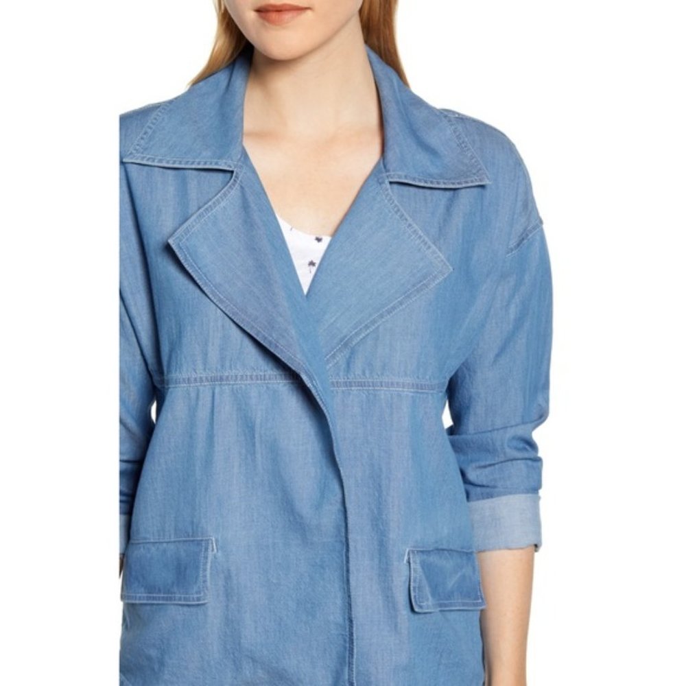 NWT Caslon Chambray Lightweight Utility Jacket - Picture 4 of 10